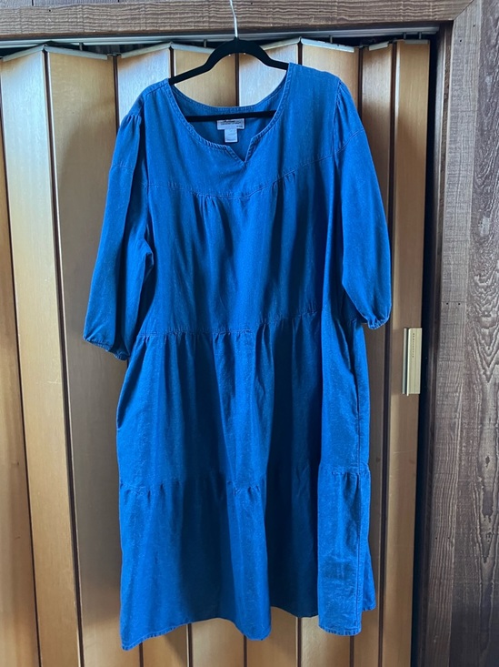 Vermont Country Store Dresses & Skirts - Vermont Country Store (Size 2X) Denim Chambray Midi Tiered Dress Cottagecore